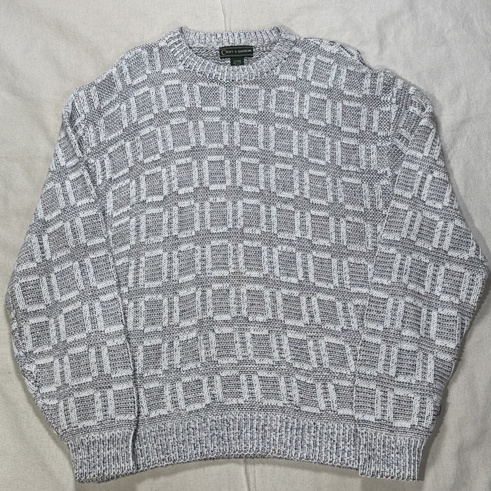Vintage Croft & Barrow 3D Knit Crew Neck Sweater 90s Men's XL Nautical VTG